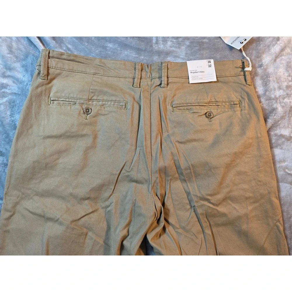 Savannah Everyday Chino Pants Mens 36x32 Khaki Regular Fit Stretch Trousers NWT‎